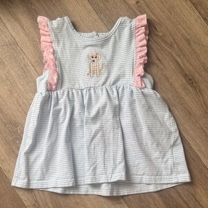 Striped Blue and Pink Ruffle Kids Tee